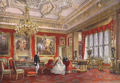 パブ、エドワード7世の結婚記念碑とデンマークのアレクサンドラからのウィンザー城ルーベンスルーム。 1864 作： English School