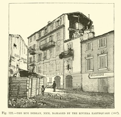 ニース通り、デブレイ通り、1887年のリビエラ地震による被害 作： English School