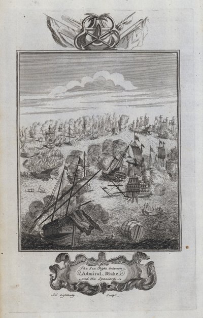 ブレイク提督とスペイン人の海戦（版画 作： English School