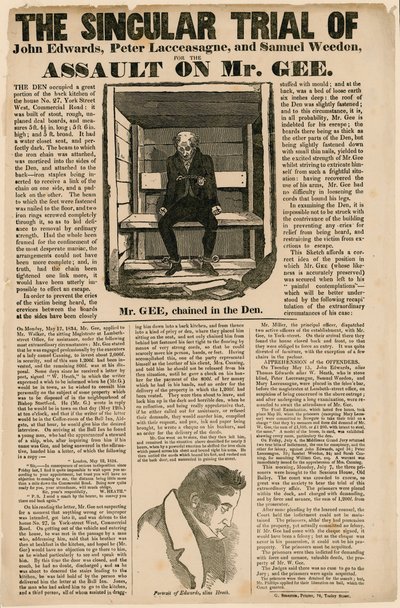 ジー氏への襲撃の特異な裁判、1834 作： English School
