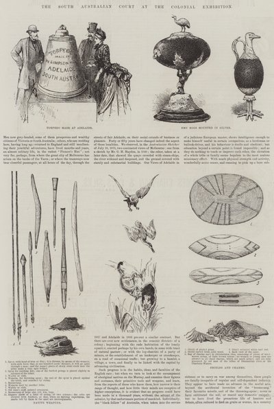 植民地博覧会の南オーストラリア州裁判所（彫刻作品 作： English School
