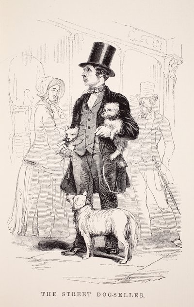 Street Dog-Seller、ロンドンレイバーとロンドンプアーのイラスト、ヘンリーメイヒューのパブ。 1862 作： English School