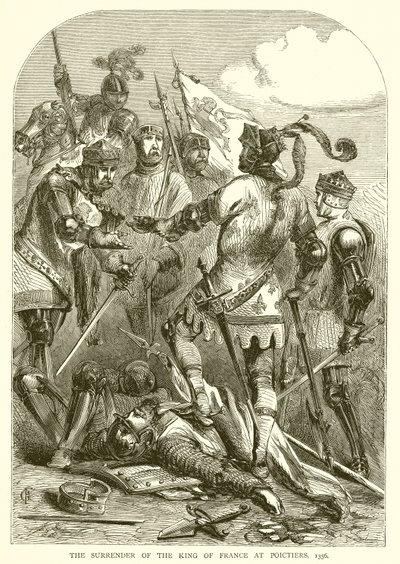 1356年のポイティエにおけるフランス国王の降伏 作： English School