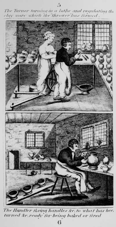 旋盤を回すターナー、1827 作： English School