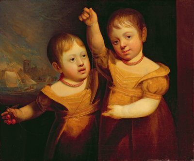 ヨークシャー、セルビーの船員、ジョージ・ウォルシュ船長の双子の子供、1830年頃（油彩・カンヴァス） 作： English School