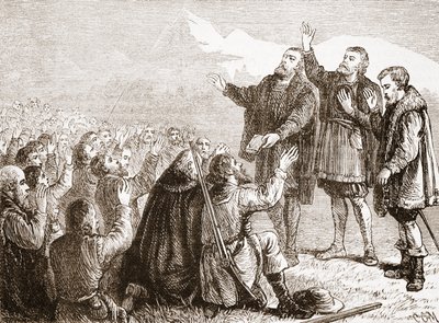 誓いを立てているヴォドワ、パブのジェームズエイトケンワイリー（1808-1890）によるプロテスタンティズムの歴史のイラスト。 1878 作： English School