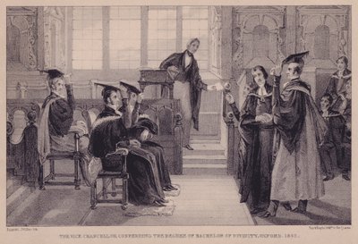 1842年、オックスフォードの神学士号を授与する副首相 作： English School