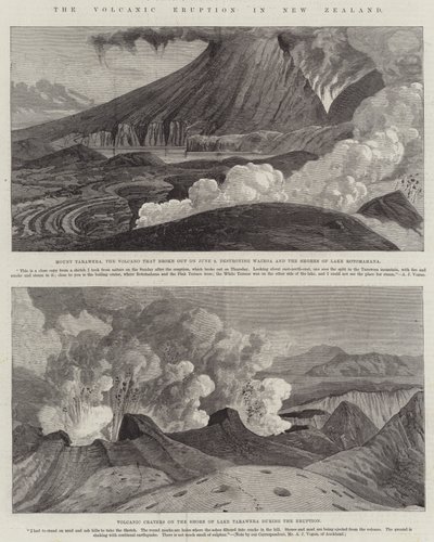 ニュージーランドの火山噴火(彫刻) 作： English School