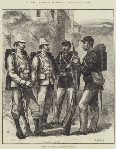 エジプト戦争、アレキサンドリアの英米海兵隊（版画 作： English School