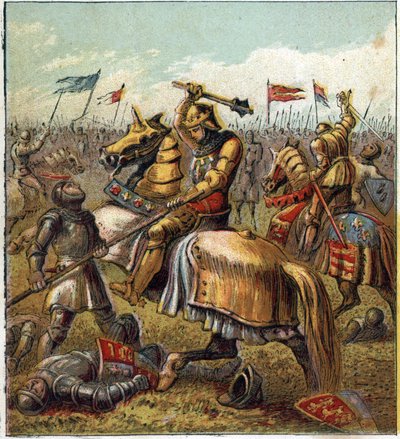 二つの薔薇の戦争（1455-1485）。ヨーク家とランカスター家の戦い。エドワード3世（1327年〜1377年）の後継者が2つに分かれたことで生まれたイギリス内戦の図。ロスの戦争 作： English School