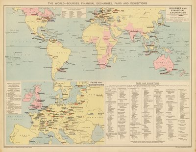 世界、取引所、金融取引所、見本市と展示会（カラーリトグラフ） 作： English School