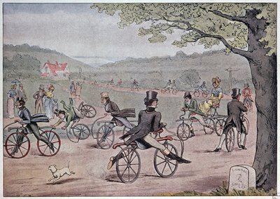 1819年の自転車-当時の英国製プリントより 作： English School