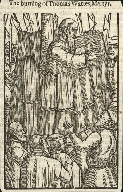 殉教者トマス・ワテスの火刑（エングレーヴィング） 作： 英語学校