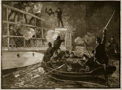 キャロラインのキャプチャ、1837年、カッセルズイラストレイテッドイングランドオブイングランドのイラスト（セピア写真） 作： English School