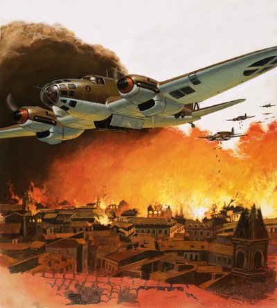 スペイン内戦中のゲルニカの破壊 作： English School