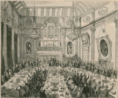 イーストインディアカンパニーによってHハーディングに与えられた夕食、1844年ロンドンタバーン 作： English School
