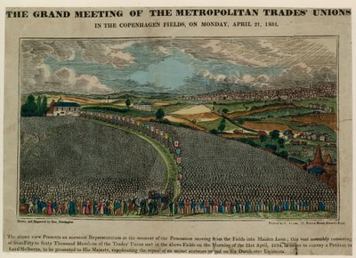 1834年4月21日、コペンハーゲンフィールズにおける首都労働組合の壮大な会合 作： English School