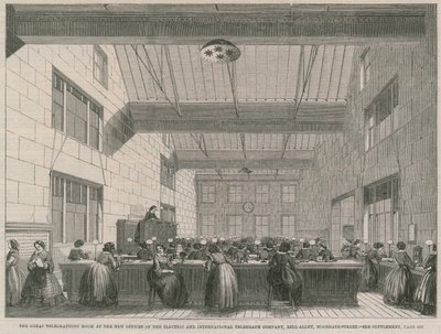 Electric and International Telegraph Companyの新しいオフィスにある素晴らしい電信室 作： English School
