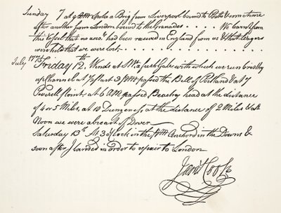 ジェームズクックの手書き、1771年7月 作： English School