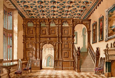 イングランドのヨークシャー、メスリーホールのインテリア。 1847 作： English School