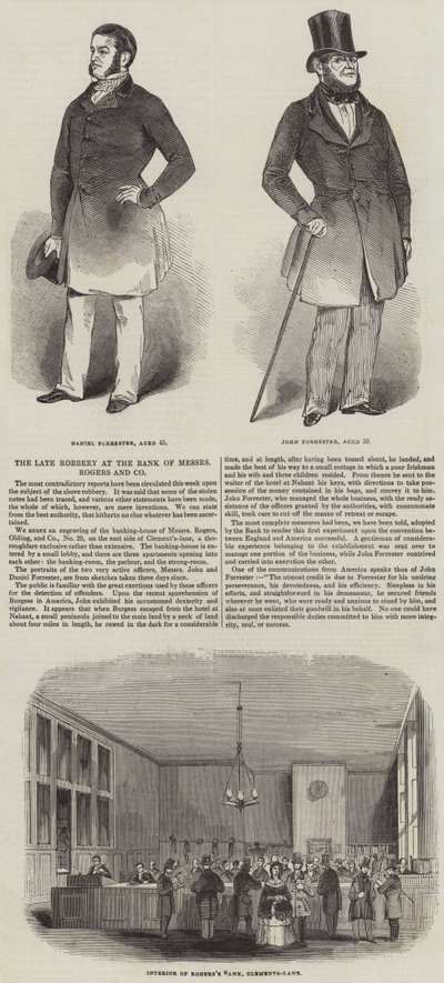 メッサーズ・ロジャース・アンド・カンパニーの銀行での最近の強盗事件（エングレーヴィング 作： English School