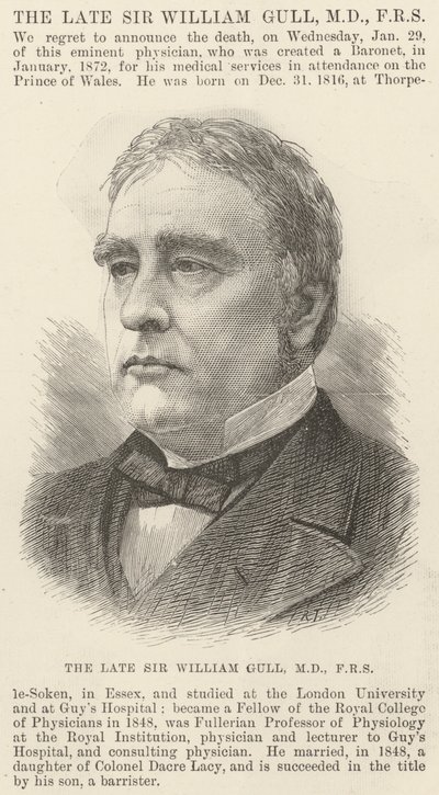 故Sir William Gull, MD, FRS (彫刻) 作： English School