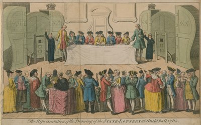ギルドホールでの州宝くじの抽選の描写、1763 作： English School