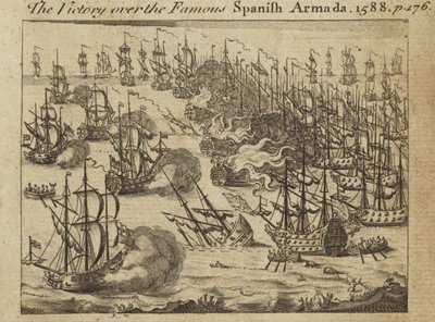 1588年の有名なスペイン軍艦隊に対する勝利 作： English School