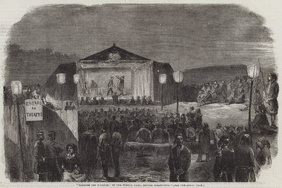 セバストポリ前のフランス軍陣地にある "Theatre des Zouaves"(エングレーヴィング) 作： English School