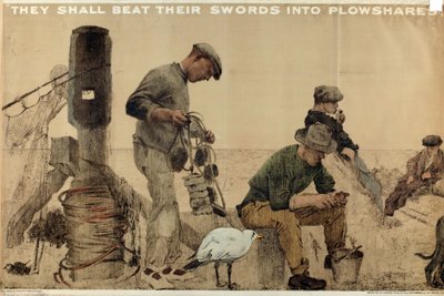 The Empire Stands for Peace」シリーズより「They Shall Beat Their Swords into Plowshares」（カラーリトグラフ） 作： English School