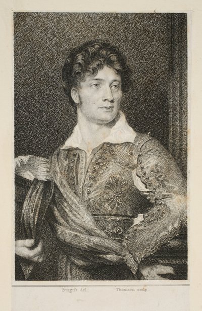 トーマス・シンプソン・クックは、リンリーのパブ「The Duenna」でドン・カルロスを演じました。 1818年（点刻彫刻） 作： English School