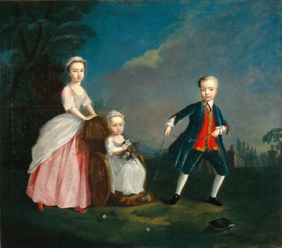 公園の3人の子供たち 1750年頃 油彩・カンヴァス 作： English School