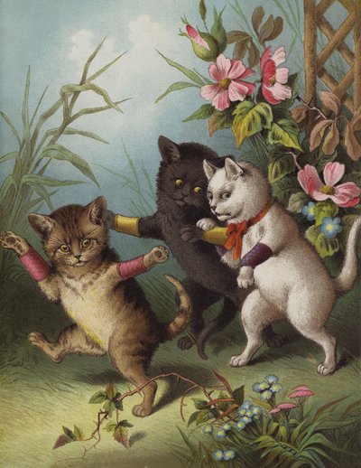 庭にいる 3 匹の子猫 (クロモリソ) 作： English School