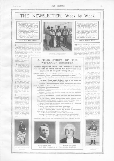 タイタニック号の沈没に関するイベントと記事のタイムライン、The Sphere、1912年4月27日 作： English School