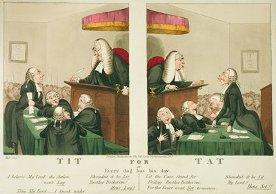 1827年ロンドン、トーマス・マクリーン発行の「Tat for Tat、またはEvery Dog Has His Day」 作： English School