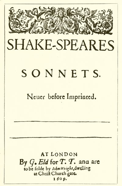 シェイクスピア・ソネットのタイトルページ、1609 作： English School