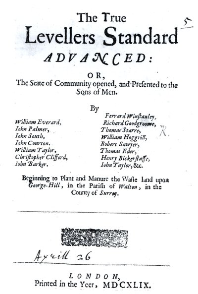 True Levellers Standardのタイトルページ、1649年4月26日発行 作： English School