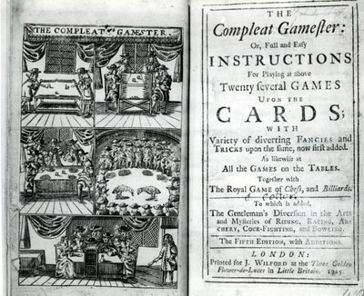 The Compleat Gamesterの第5版のタイトルページ。チャールズコットン（1630-87）に帰属。 1725 作： English School
