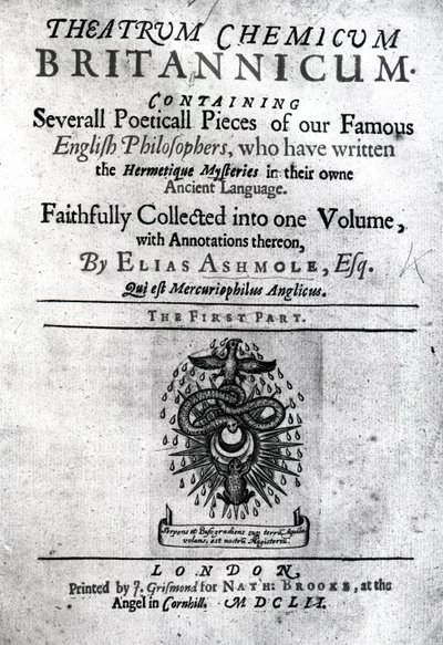 エリアス・アシュモレによるイギリスの演劇化学指数、1652年（印刷） 作： English School