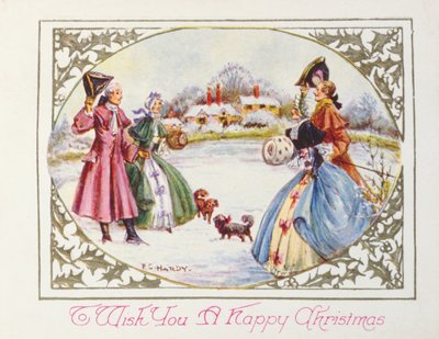 ヴィクトリア朝のカード「To Wish you a Happy Christmas」（クロモリソ） 作： English School