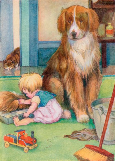 犬の尻尾で遊ぶ幼児（カラーリソ） 作： English School