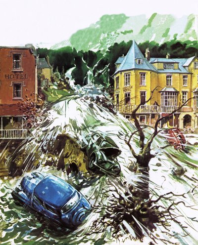 1952年8月、デボン州リンマスでのテロの急流 作： English School
