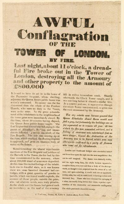 ロンドン火の塔、1841 作： English School
