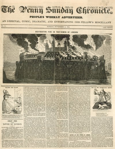 ロンドン火の塔、1841 作： English School