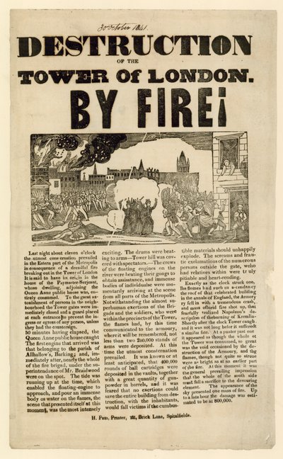 ロンドン火の塔、1841 作： English School