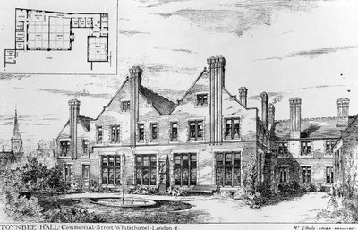 トインビーホール、ビルダーからのイラスト、1885年2月14日 作： English School