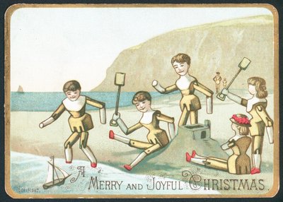 ビーチで遊ぶおもちゃ、クリスマスカード 作： English School