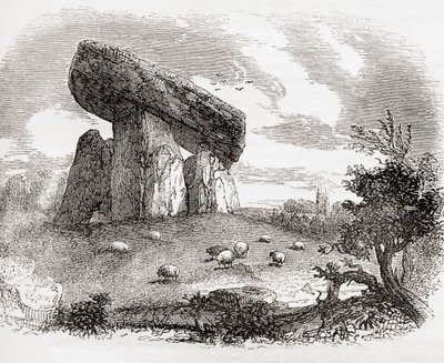 イングランド、コーンウォールの巨石墓、トレテヴィ・クオイト：A Pictorial Museum, pub.1847 作： English School