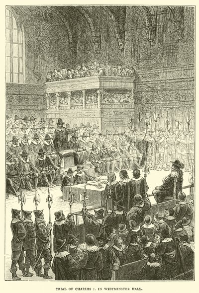 ウェストミンスターホールでのチャールズ1世の裁判 作： English School