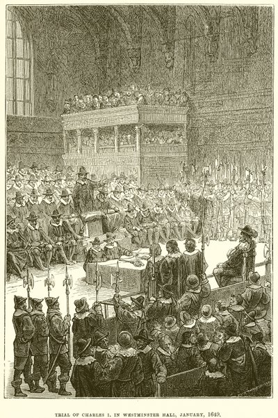 1649年1月、ウェストミンスターホールでのチャールズ1世の裁判 作： English School